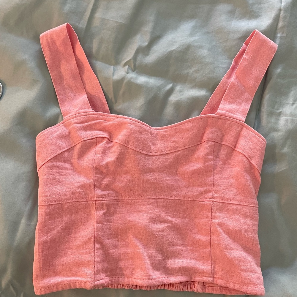 Pink Abercrombie & Fitch linen crop top tank